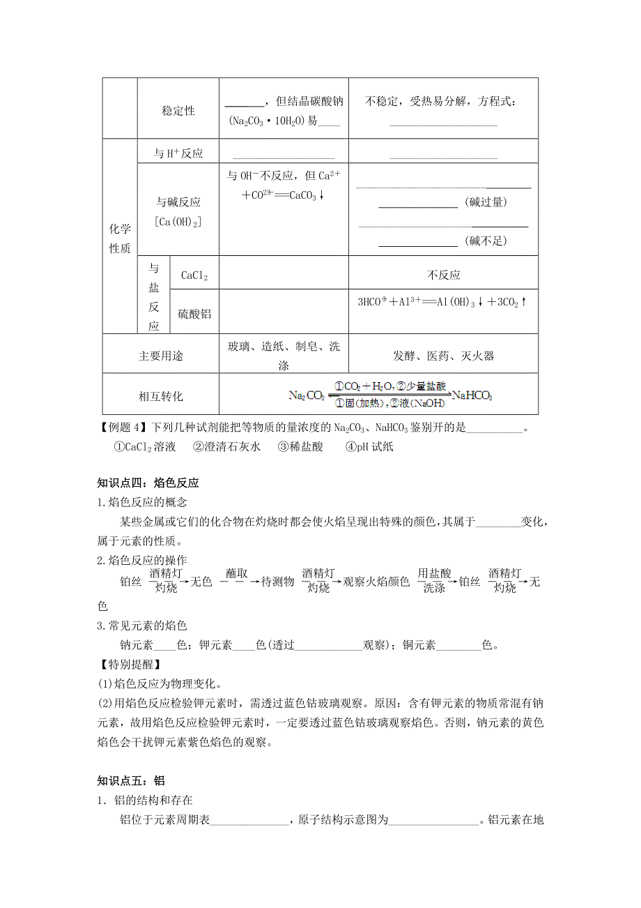 2016-2017学年高一人教版化学必修一：第三章 金属及其化合物（知识梳理 章末综合复习试题）学生版 WORD版缺答案.doc_第3页