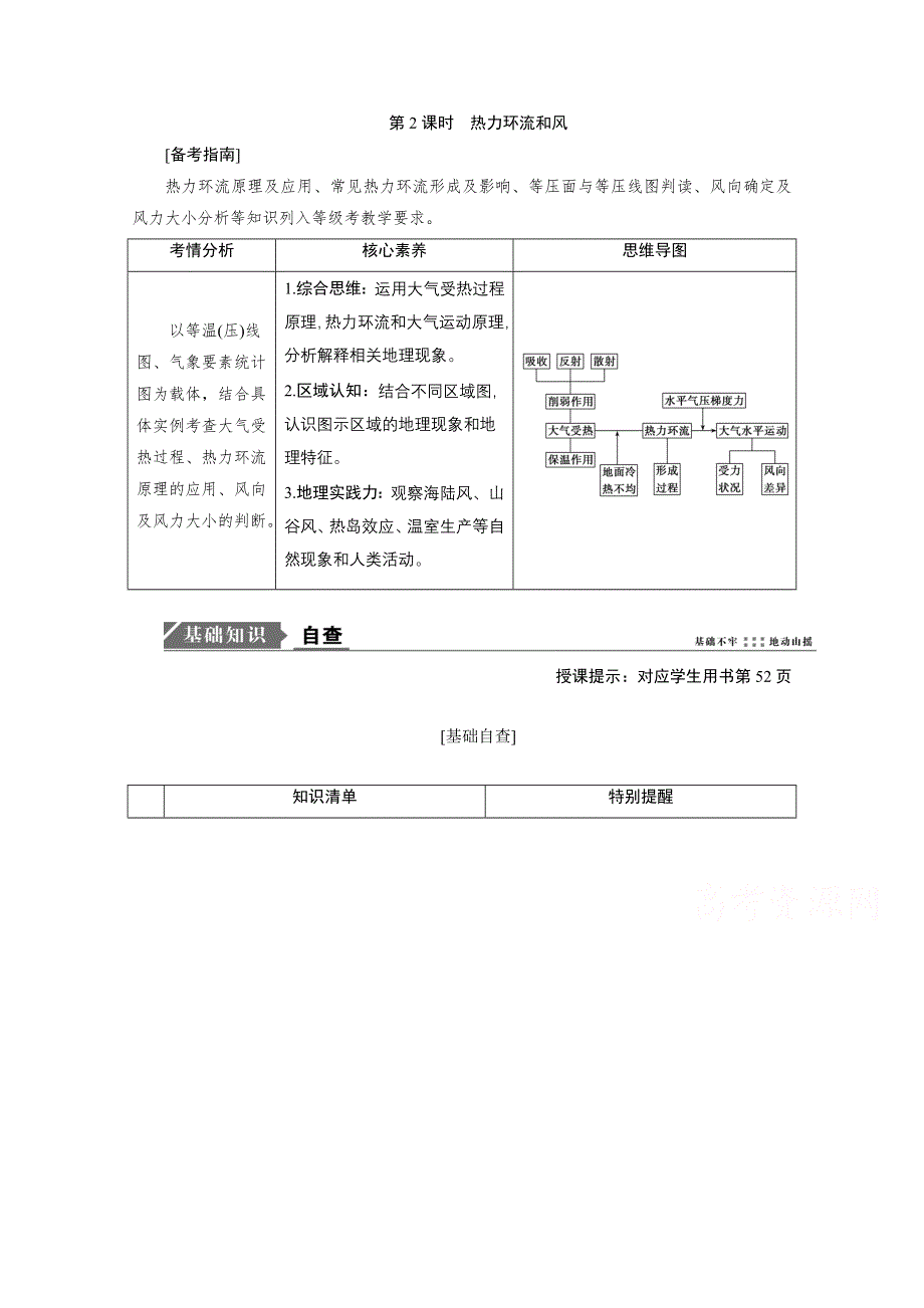 2021届新高考人教版地理一轮复习教师用书：第3章 第1讲　第2课时　热力环流和风 WORD版含解析.doc_第1页