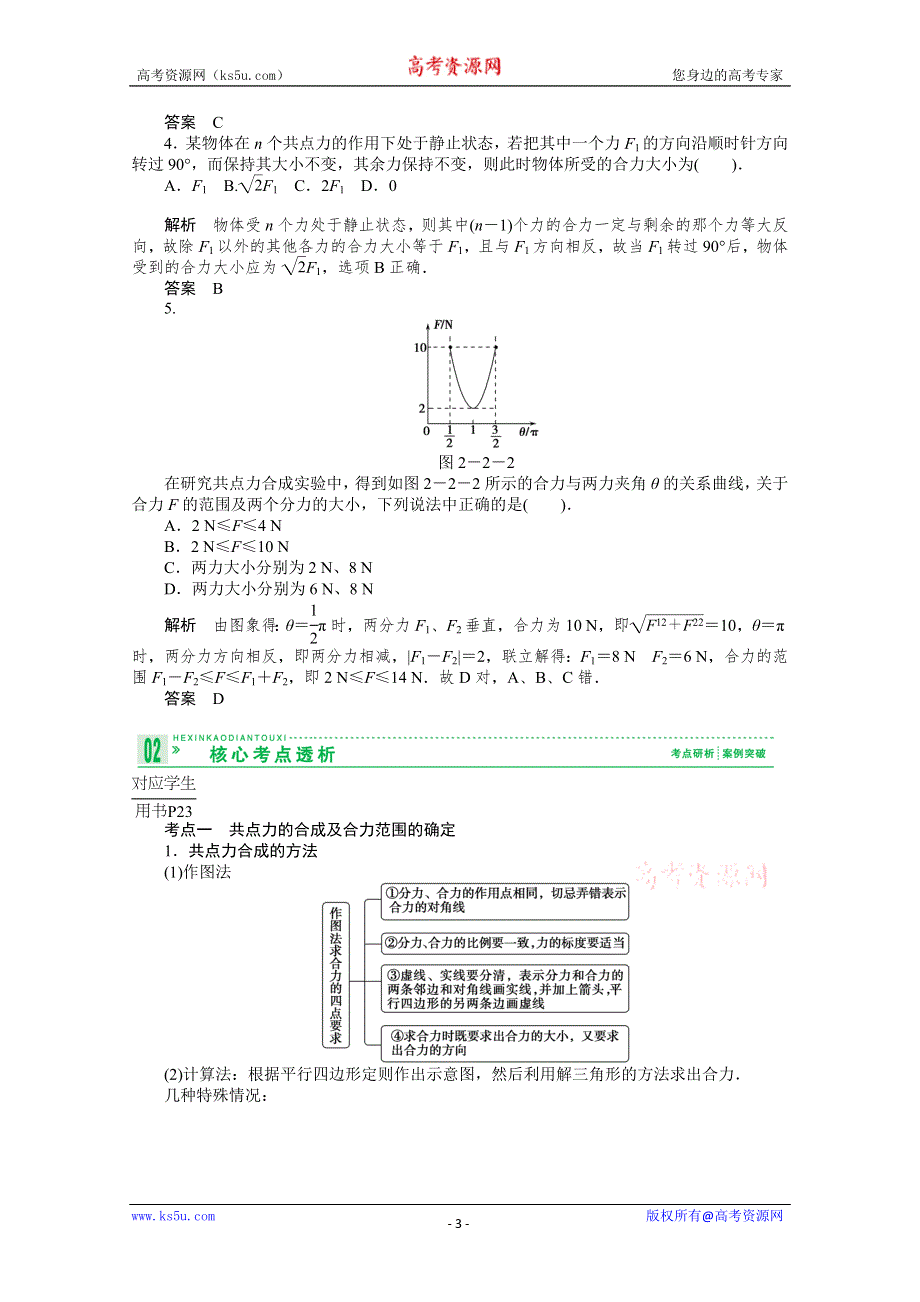 2013届高考物理一轮复习讲义：2.2 力的合成与分解.doc_第3页