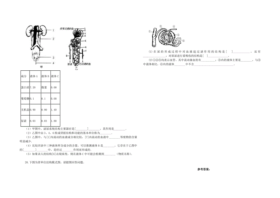 七年级生物下册 第四单元 第五章 人体内废物的排出单元综合测试题B卷 （新版）新人教版.docx_第3页