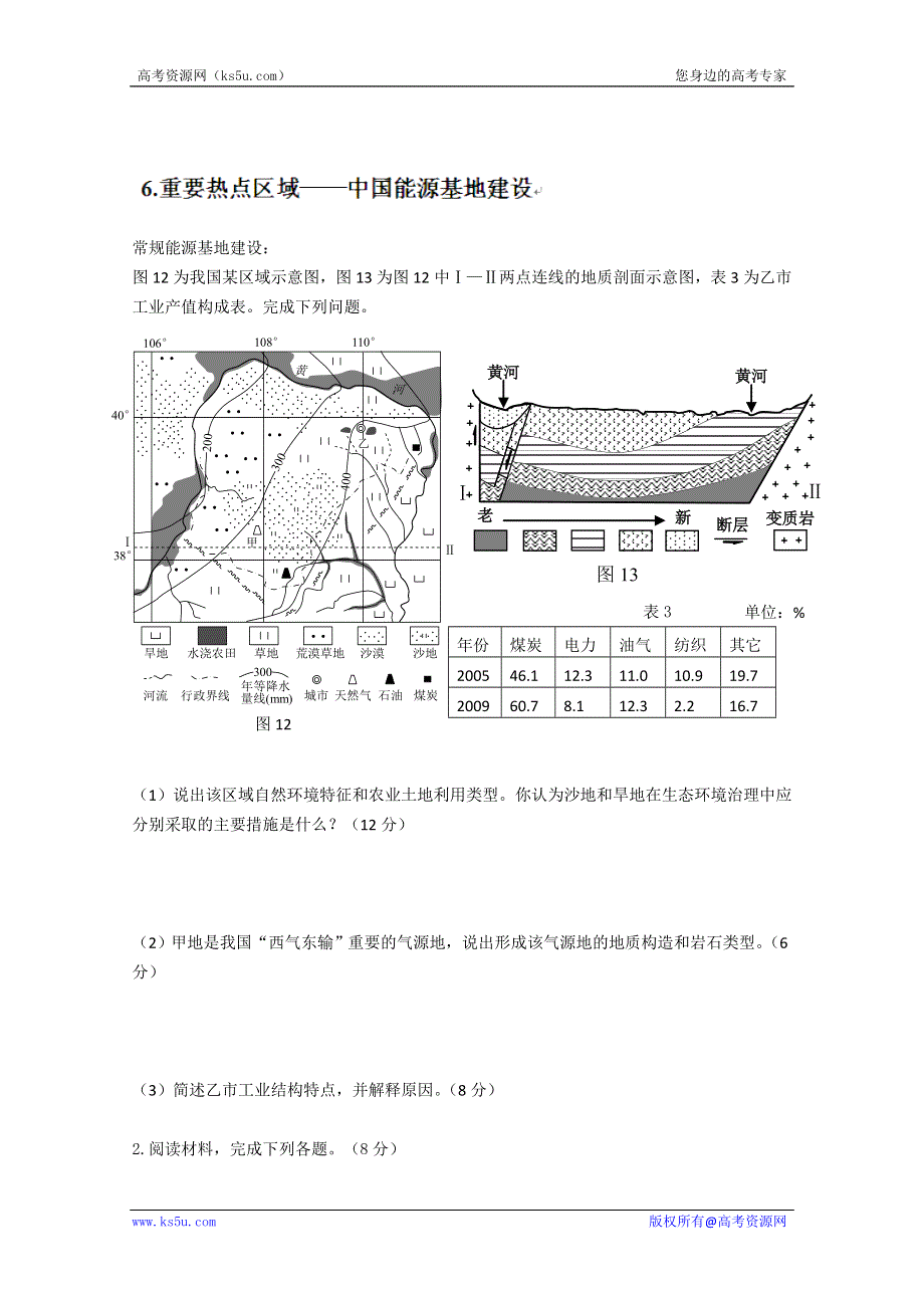 关注热点押题系列 2013届高考地理必修三《中国的能源基地建设》 WORD版含答案.doc_第1页