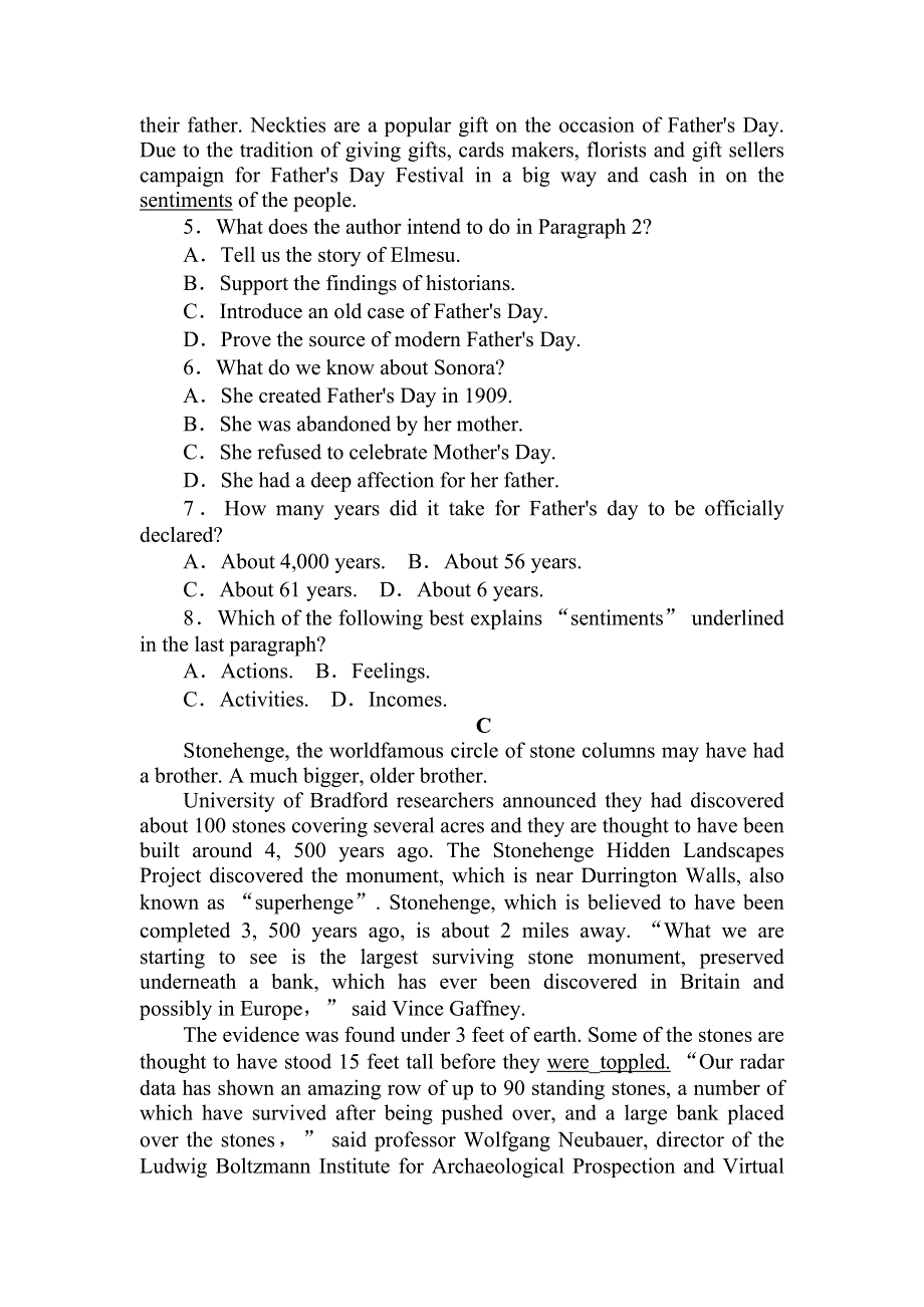 2020-2021学年人教版（2019）高中英语必修第二册课时作业：话题四　历史与传统 WORD版含答案.doc_第3页