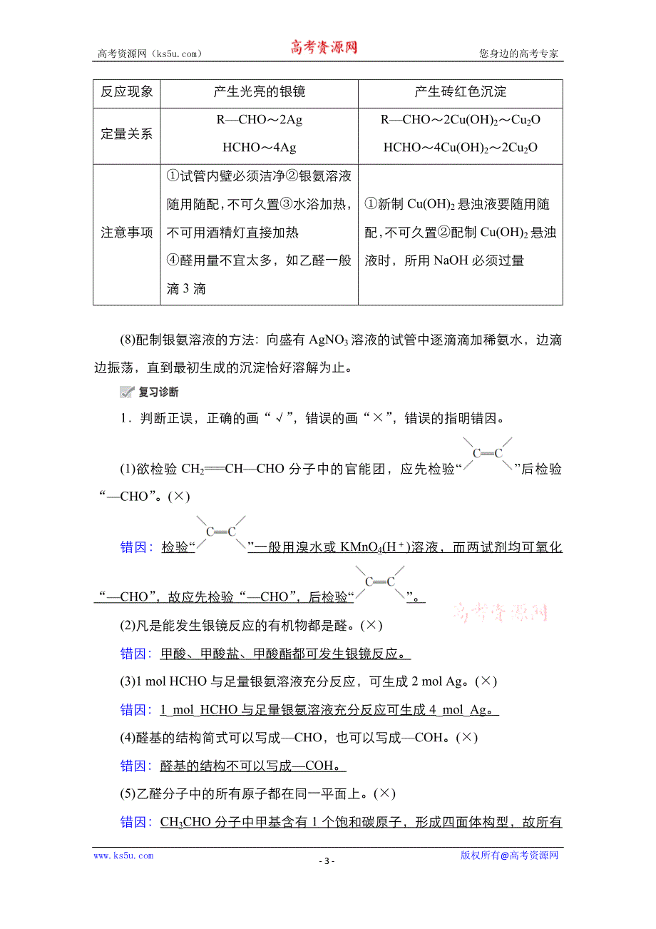 2021届新高考化学一轮复习（选择性考试A方案）学案：第12章 第5节 醛、羧酸、酯 WORD版含解析.doc_第3页