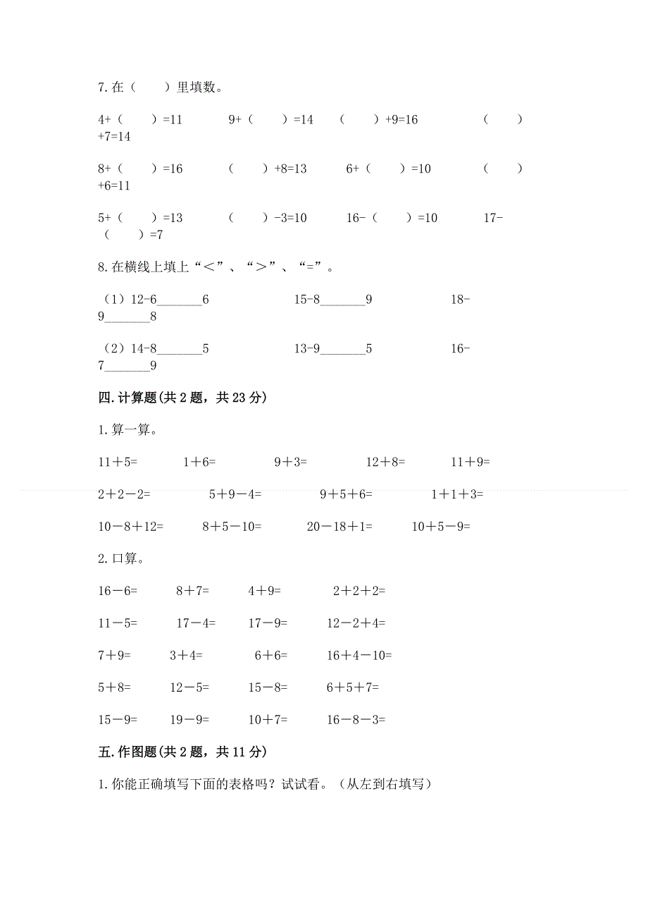 小学一年级下册数学期中测试卷及完整答案.docx_第3页