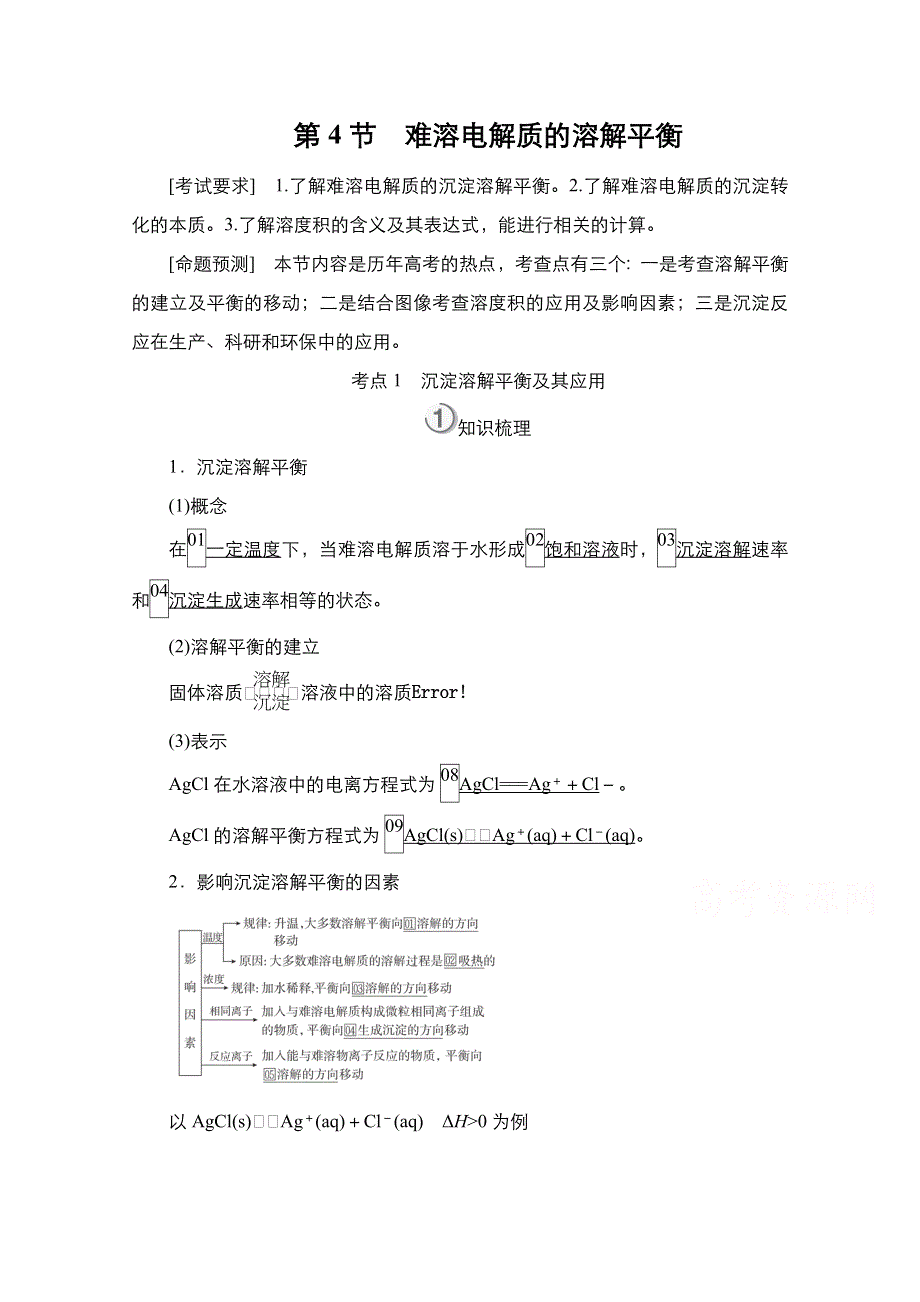 2021届新高考化学一轮复习（选择性考试A方案）学案：第8章 第4节　难溶电解质的溶解平衡 WORD版含解析.doc_第1页