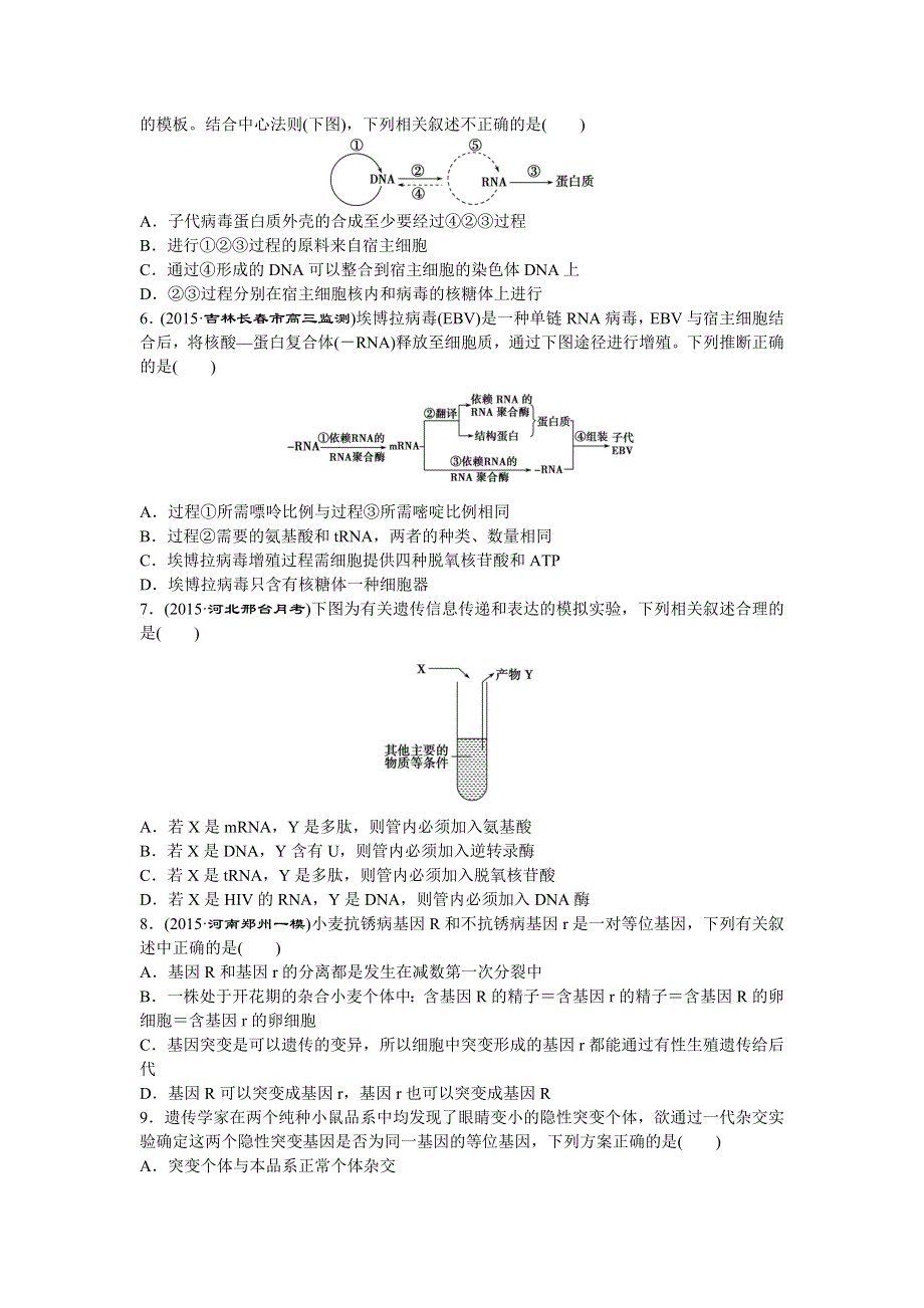 《优化探究》2016届高三生物二轮复习练习：特色专项训练（四）遗传、变异和进化 WORD版含答案.doc_第2页