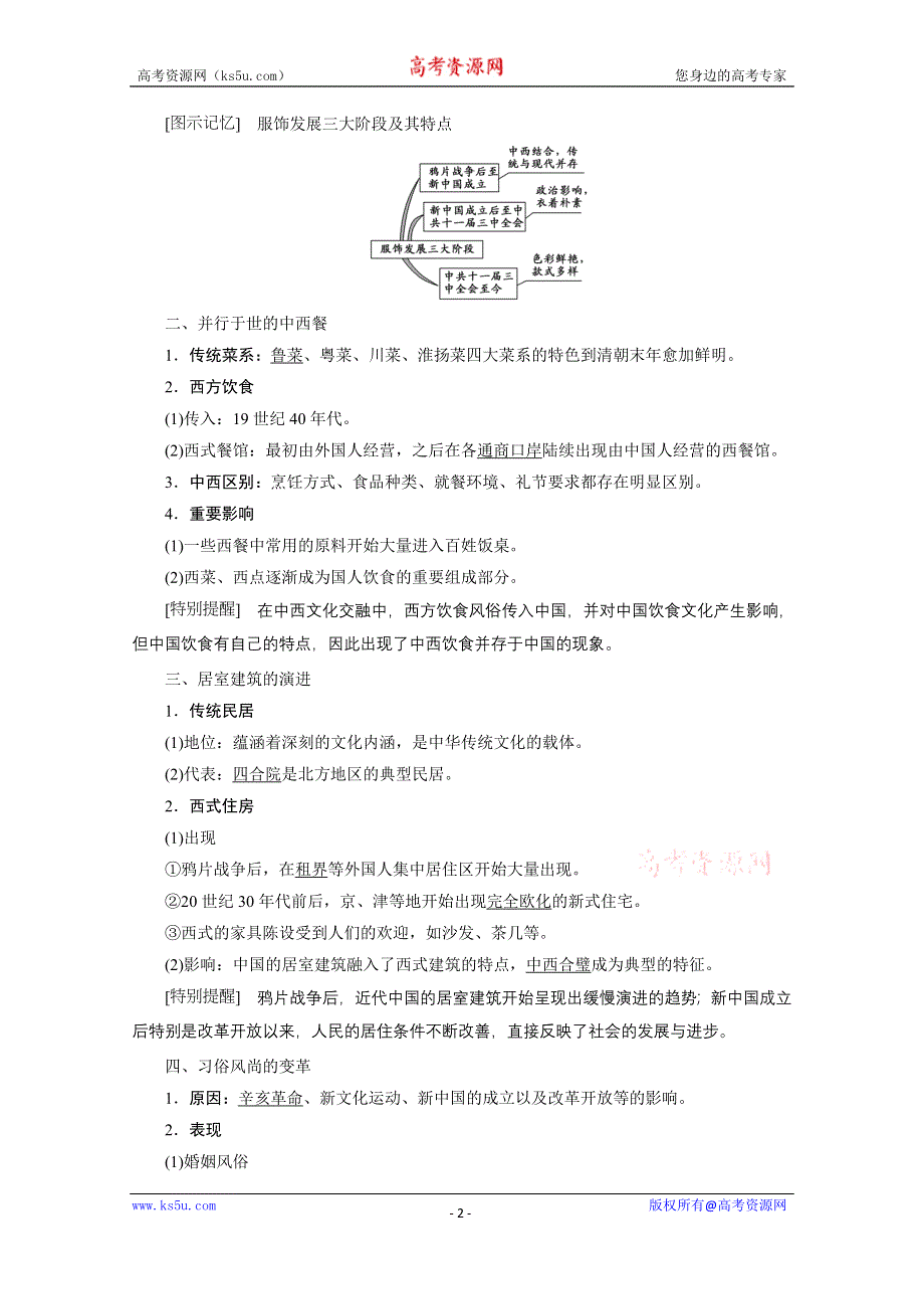 2020-2021学年人民版历史必修2学案：专题四 一　物质生活和社会习俗的变迁 WORD版含解析.doc_第2页