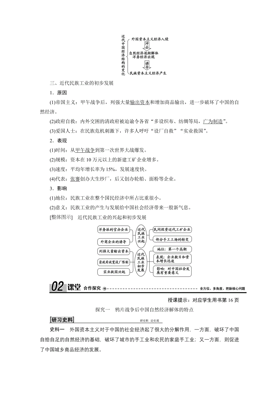 2020-2021学年人民版历史必修2学案：专题二 一　近代中国民族工业的兴起 WORD版含解析.doc_第3页