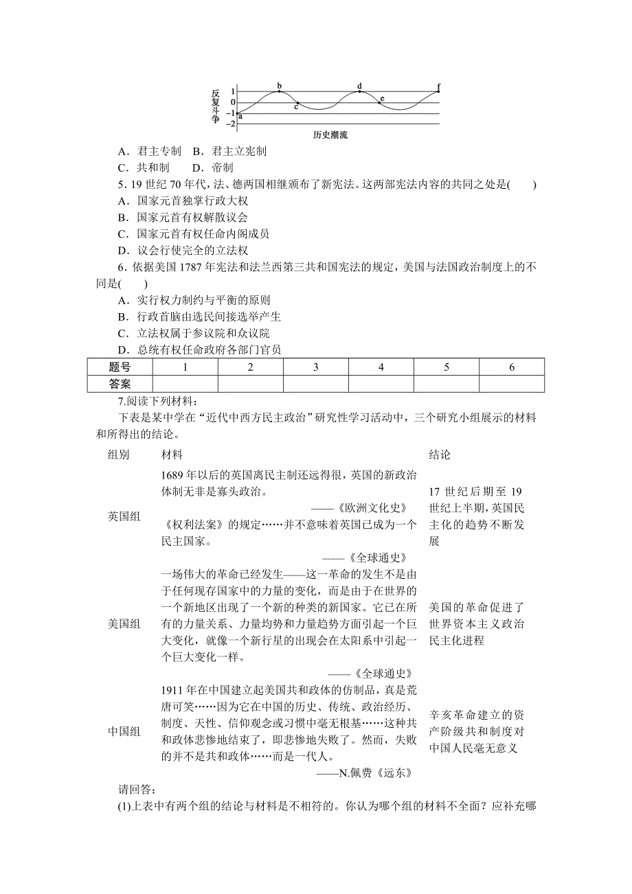 2016-2017学年高一历史人民版必修1练习：专题七 近代西方民主政治的确立与发展 WORD版含解析.doc_第3页