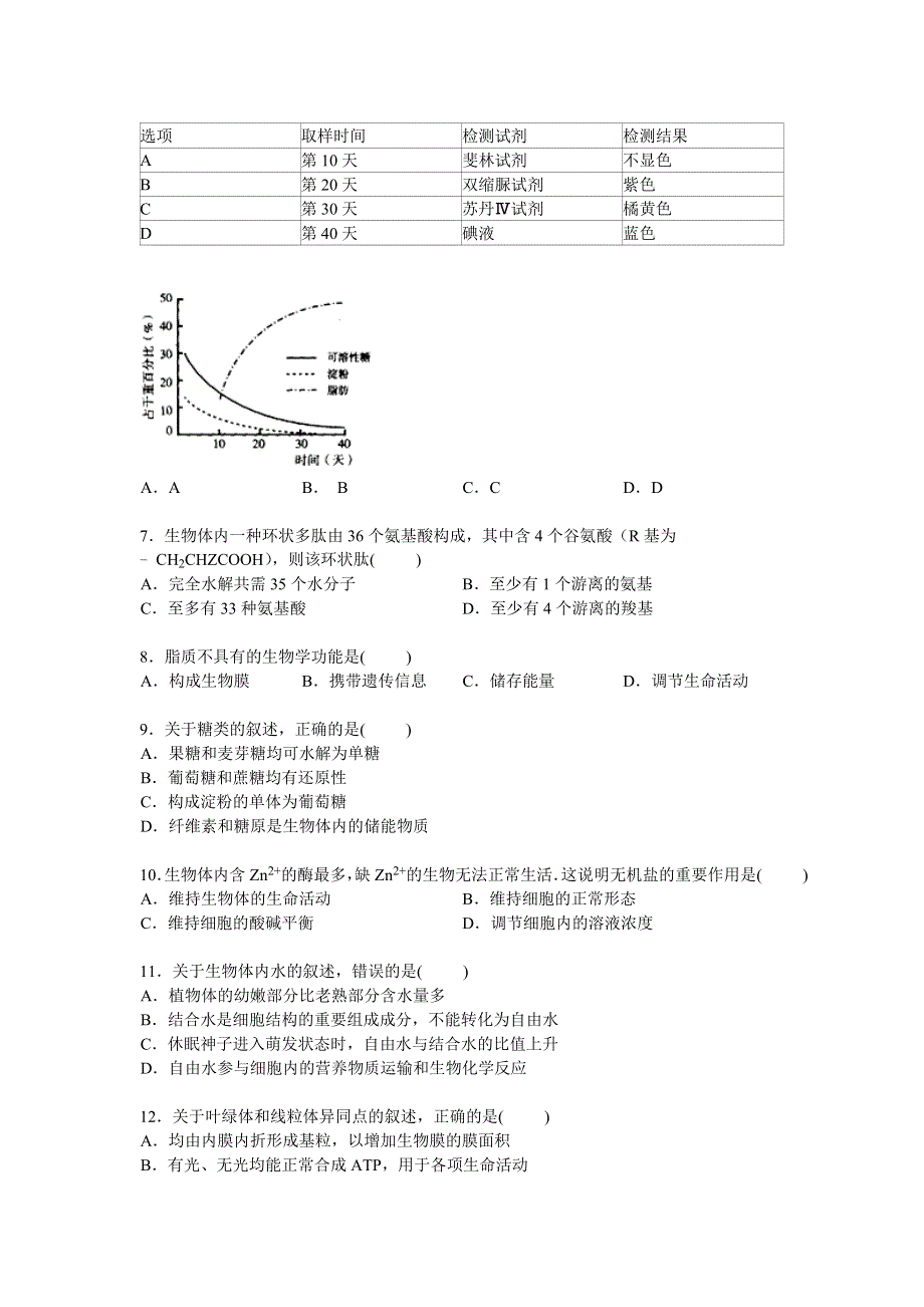 山东省临沂市2014-2015学年高一上学期期末考试生物试卷 WORD版含解析.doc_第2页