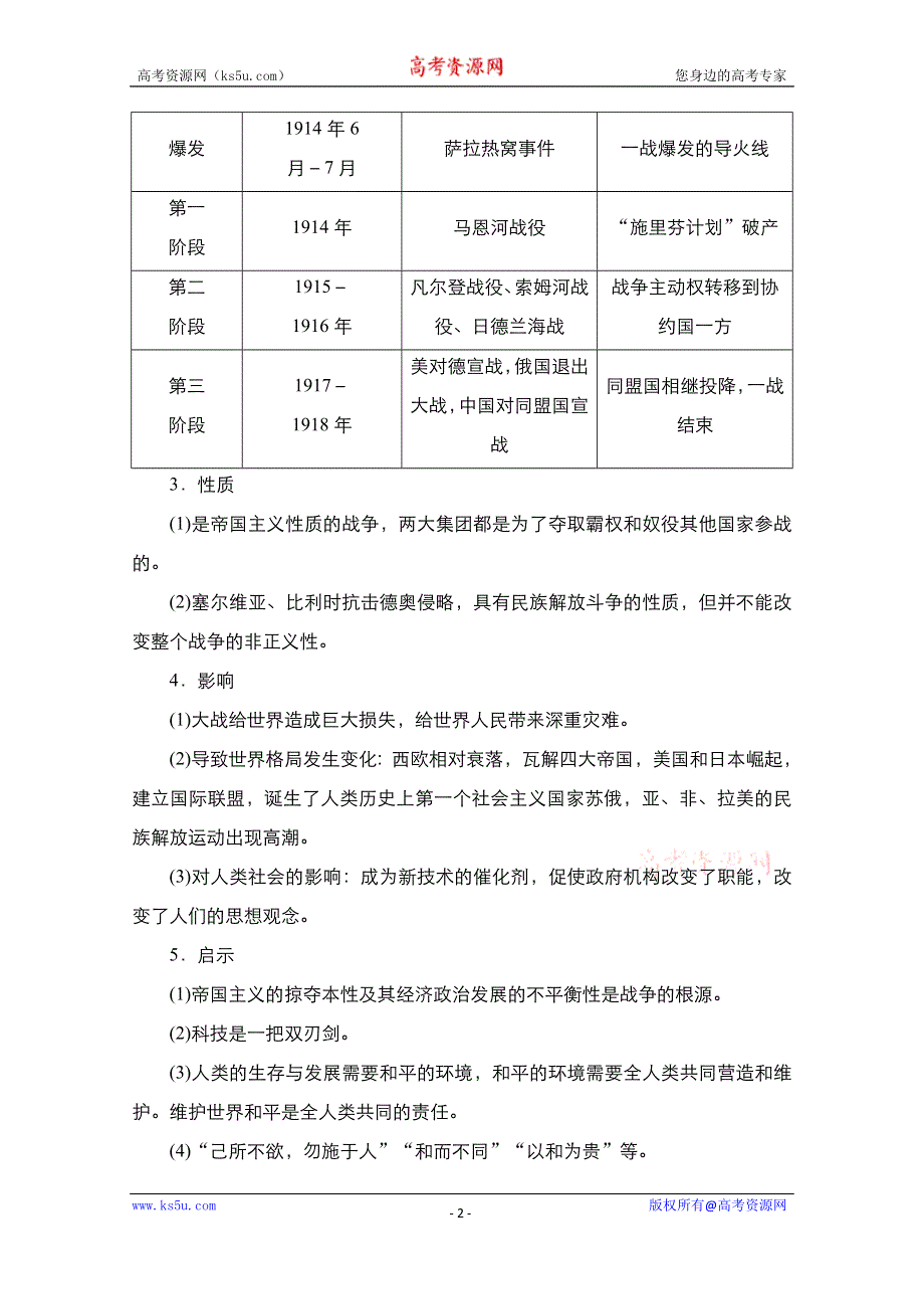 2021届新高考历史一轮复习（选择性考试模块版）学案：第16单元 第45讲　第一次世界大战及凡尔赛—华盛顿体系下的世界 WORD版含解析.doc_第2页