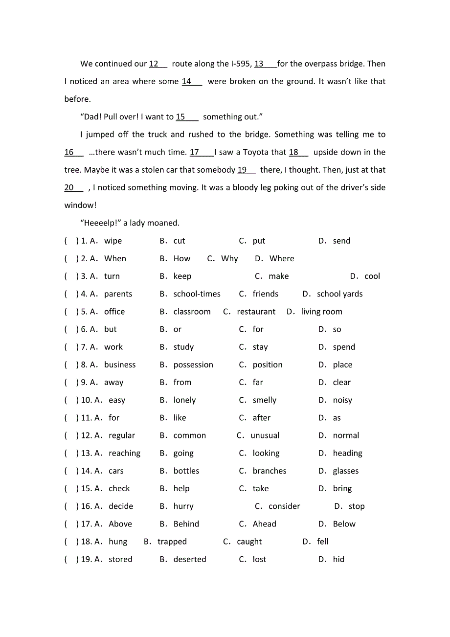 四川省成都市七中2016高考英语二轮：完形填空月练（3）附答案.doc_第3页