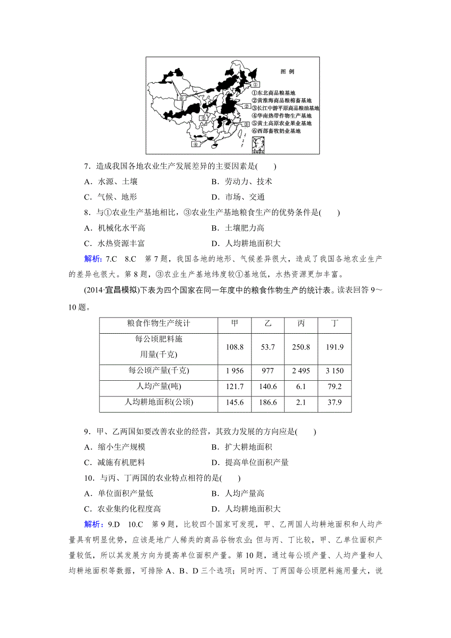 《优化指导》2015届高三人教版地理总复习 人文地理 第3章 第2讲 课时 农业地域类型WORD版含解析.doc_第3页