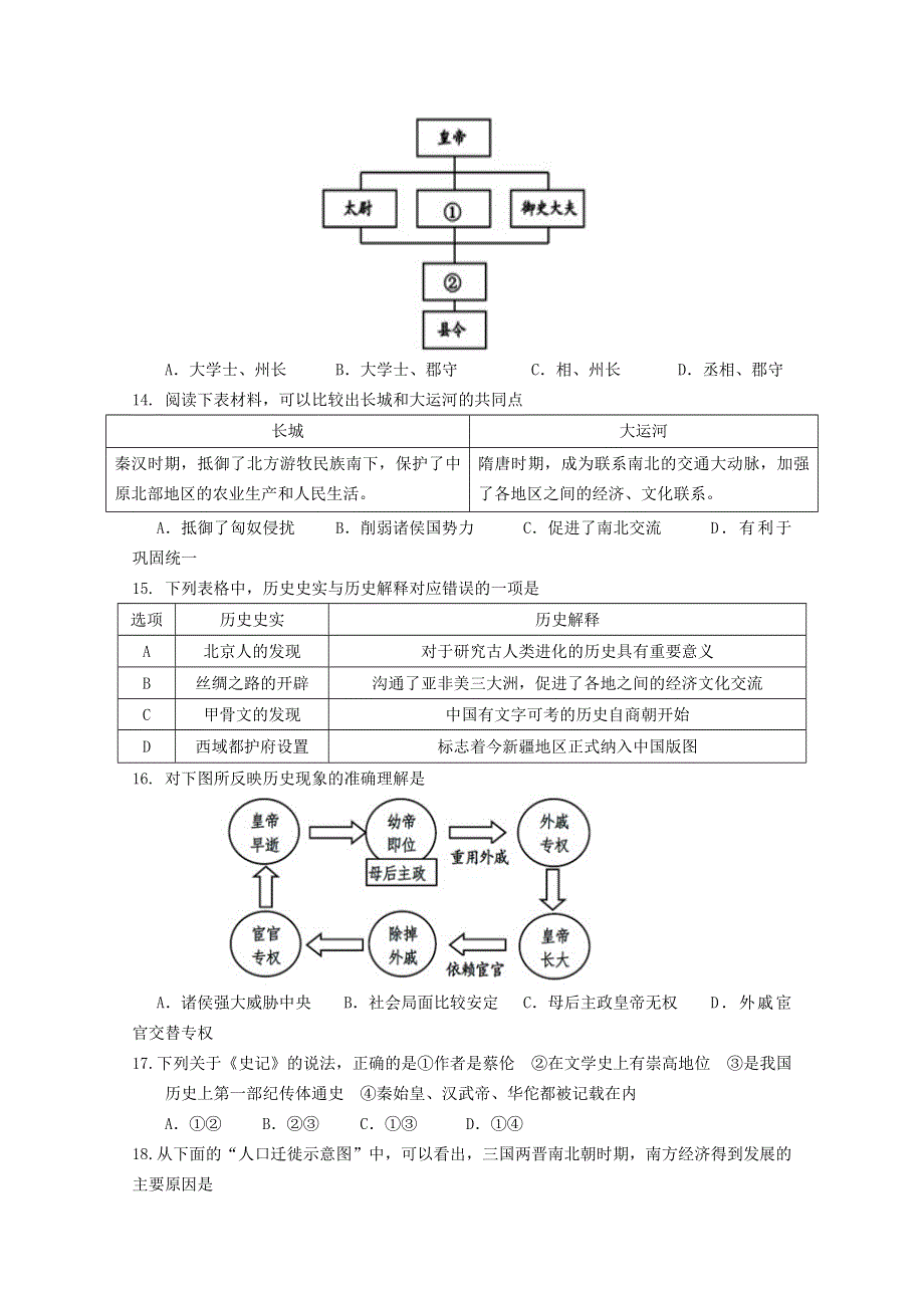 山东师范大学附属中学2019-2020学年高一上学期第一次月考历史试题 WORD版含答案.doc_第3页