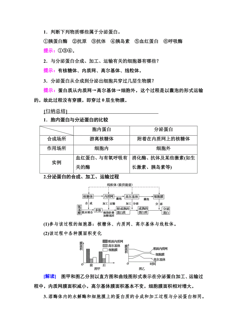 2020-2021学年人教版高中生物必修1学案：第3章 第2节 第2课时　细胞器之间的协调配合和生物膜系统 WORD版含解析.doc_第3页