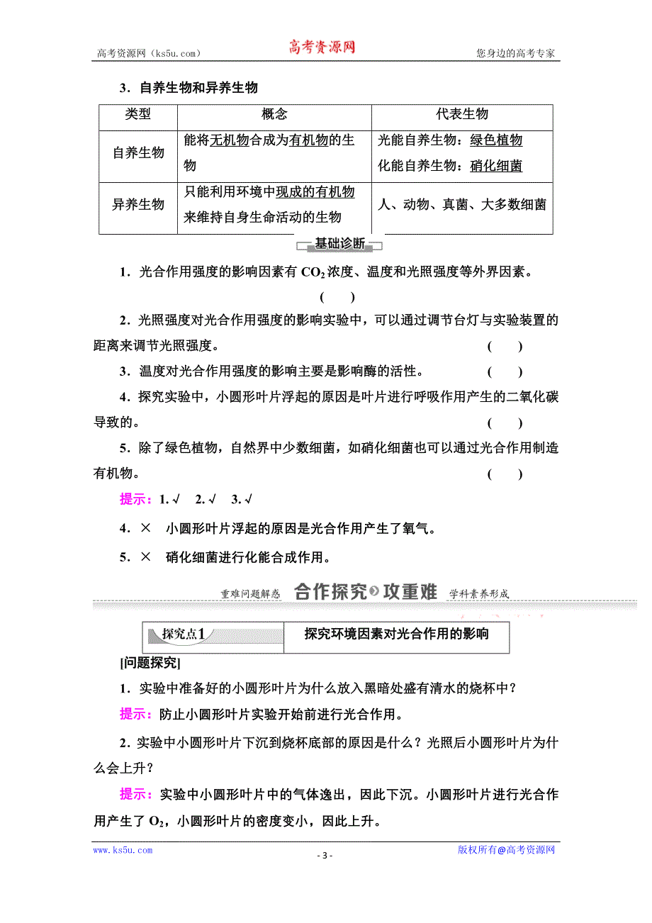 2020-2021学年人教版高中生物必修1学案：第5章 第4节 第3课时　光合作用原理的应用和化能合成作用 WORD版含解析.doc_第3页