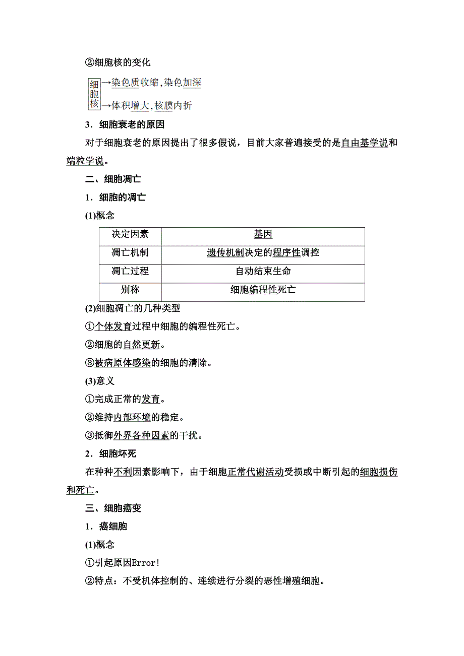 2020-2021学年人教版高中生物必修1学案：第6章 第3、4节　细胞的衰老和凋亡　细胞的癌变 WORD版含解析.doc_第2页