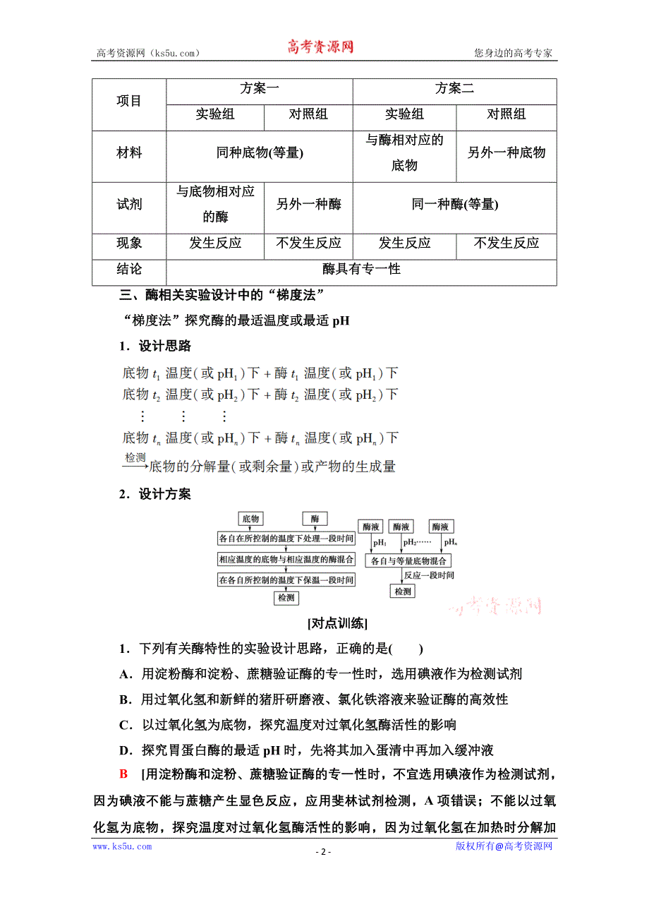 2020-2021学年人教版高中生物必修1学案：第5章 素能提升课 酶的相关设计和分析 WORD版含解析.doc_第2页