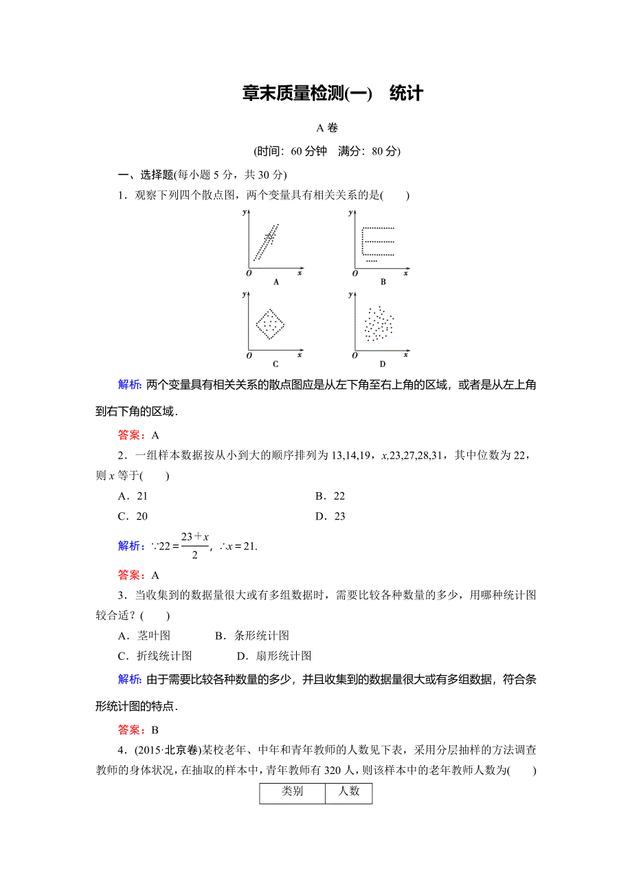 2018年数学同步优化指导（北师大版必修3）练习：章末质量检测1 统计 WORD版含解析.doc_第1页