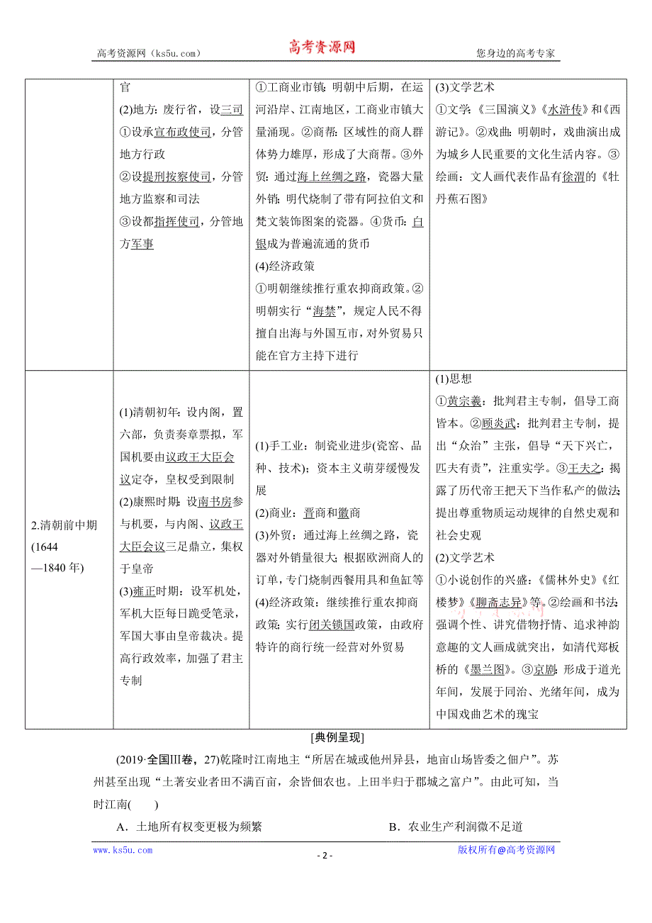 2020届高考历史二轮教师用书：第3讲　中国古代文明的辉煌与迟滞——明清前期（1840年前） WORD版含解析.doc_第2页