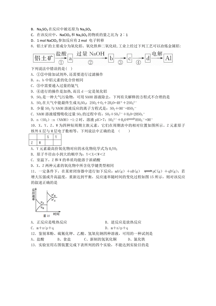 山东枣庄十八中学2017届高三上学期化学期中复习模拟题（二） WORD版含答案.doc_第2页