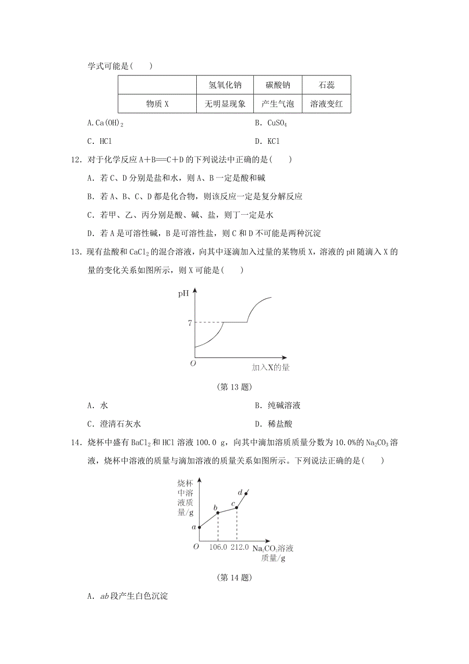 2022九年级科学上册 第1章 物质及其变化达标检测卷 （新版）浙教版.doc_第3页