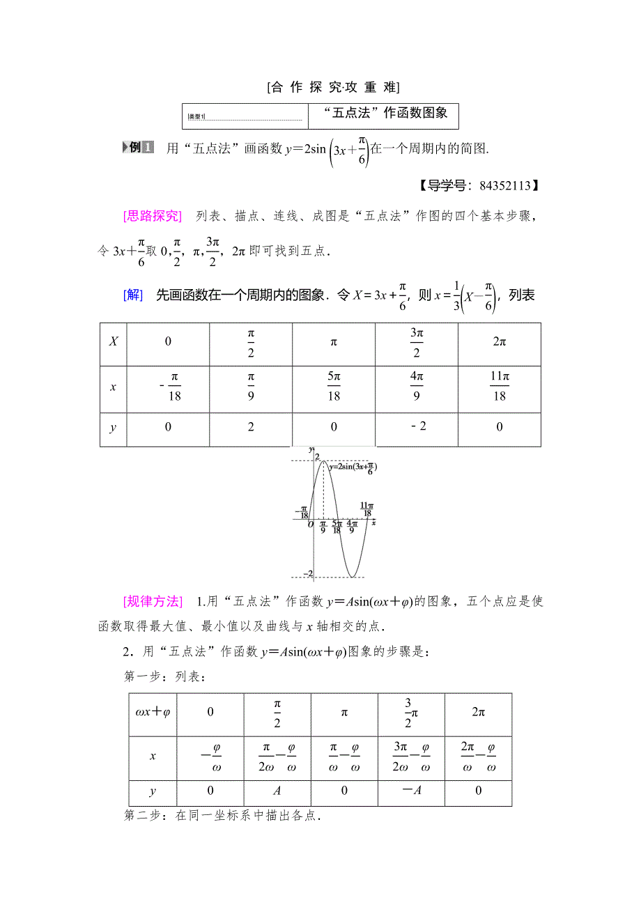 2018年秋新课堂高中数学人教A版必修四教师用书：第1章 1-5 函数Y＝ASIN（ΩX＋Φ）的图象 WORD版含答案.doc_第3页