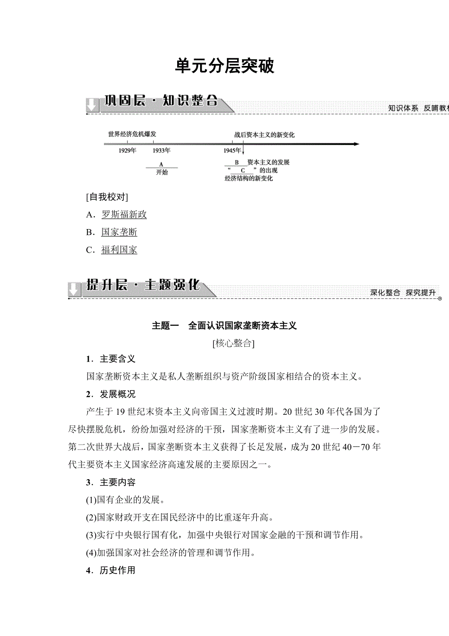 2016-2017学年高一历史北师大版必修2学案：第6单元-单元分层突破 WORD版含解析.doc_第1页