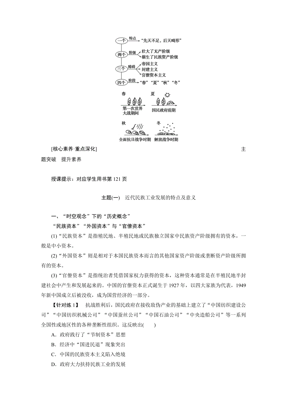 2021届新高考历史人民版一轮总复习讲义：第21讲　中国民族资本主义的曲折发展 WORD版含解析.doc_第3页