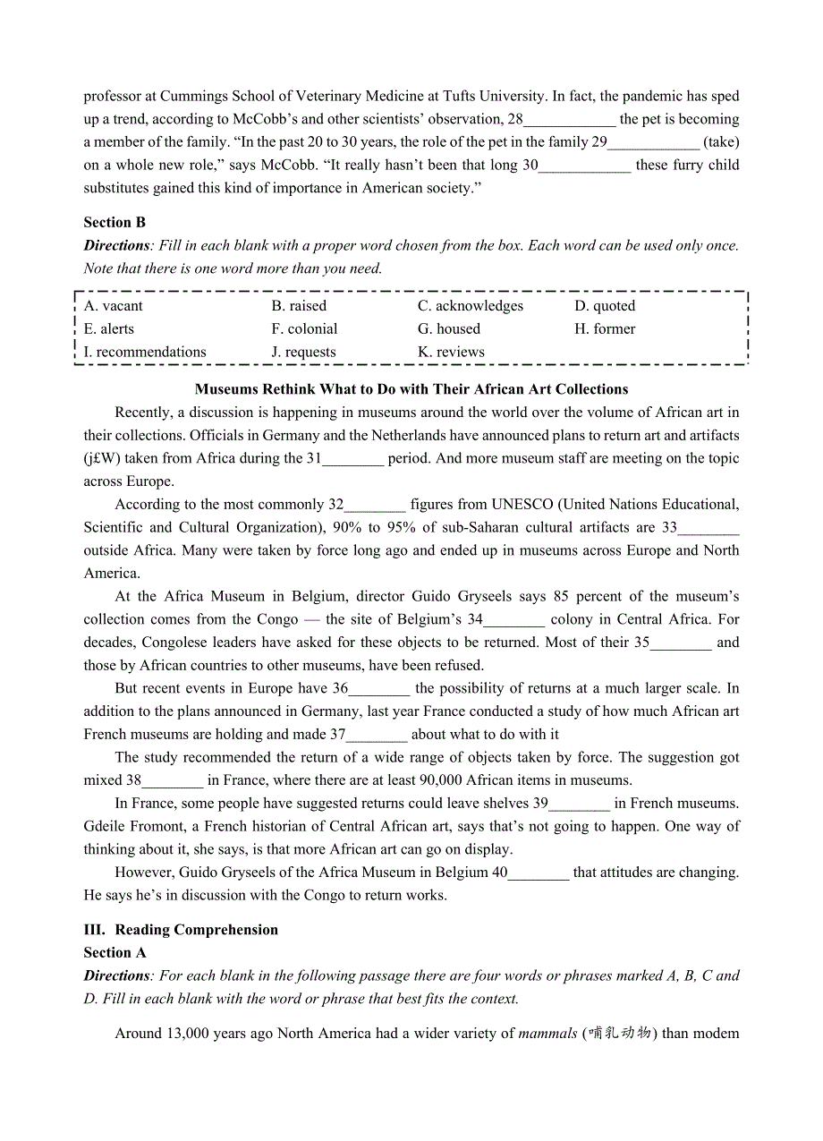 上海市崇明区2021届高三下学期二模调研考试英语试卷 WORD版含答案.docx_第3页