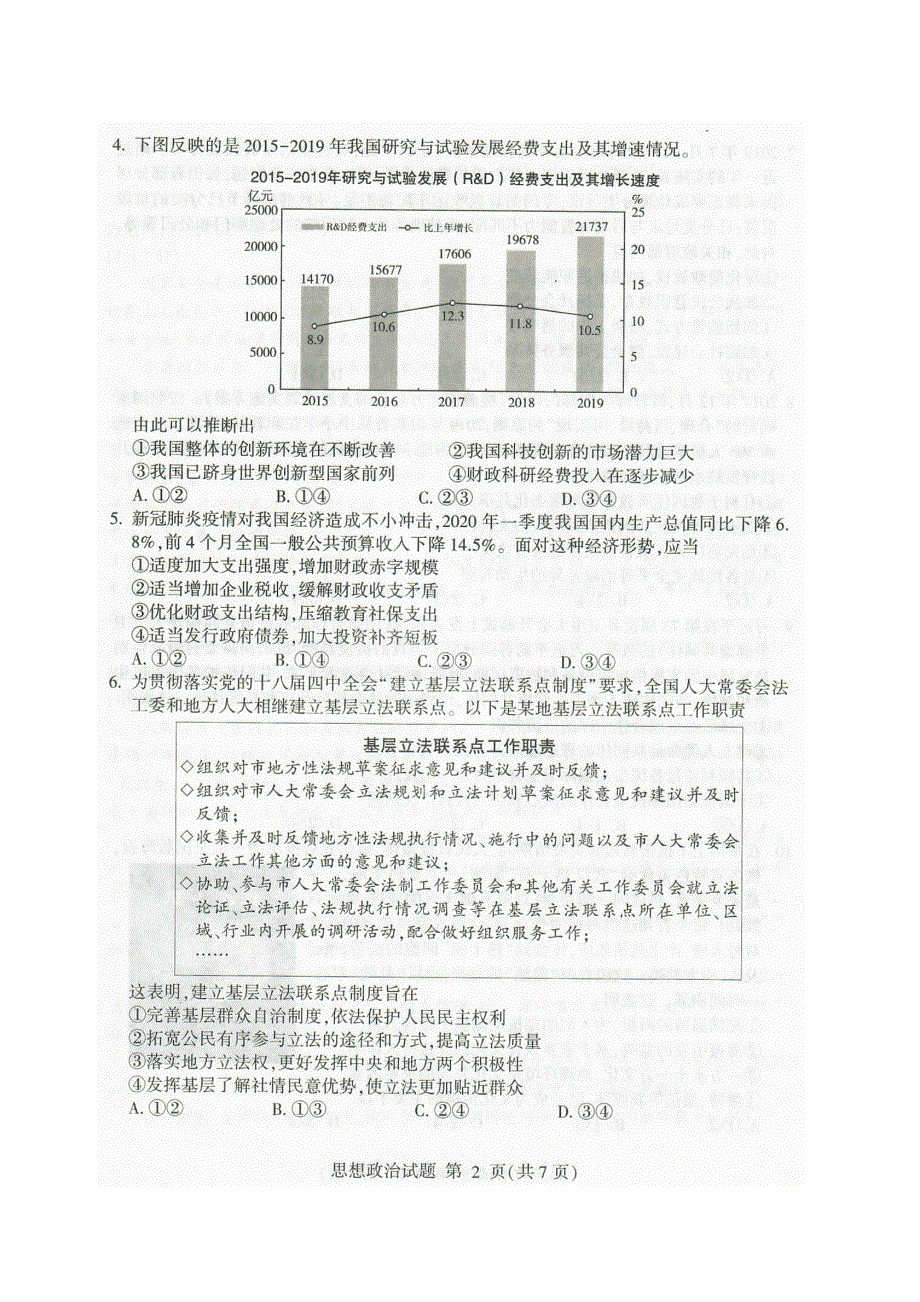 山东省临沂市、枣庄市2020届高三政治临考演练考试试题（扫描版）.doc_第2页