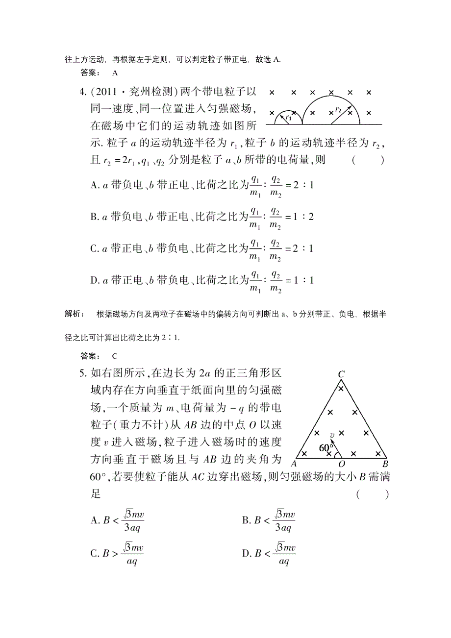 2012《金版新学案》高三一轮（大纲版）物理（课下作业）：第11章 磁场第二讲 磁场对运动电荷的作用.doc_第2页