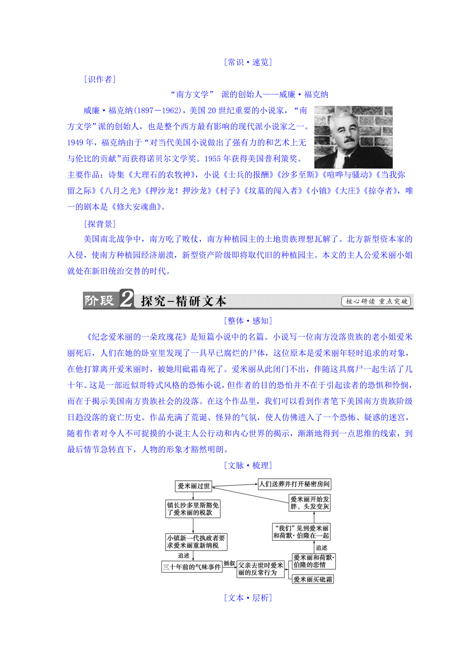 2018年秋高中语文苏教版同步选修短篇小说选读教师用书：4 纪念爱米丽的一朵玫瑰花 WORD版含答案.doc_第3页