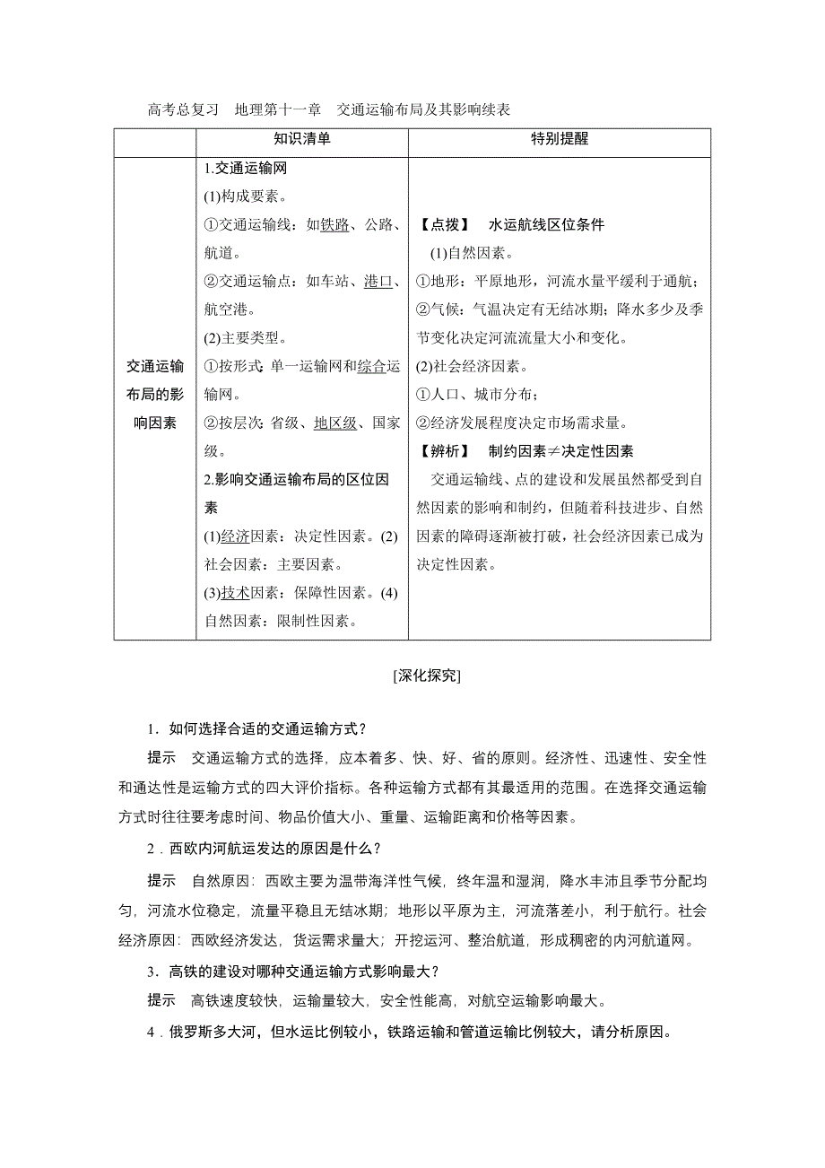 2021届新高考地理人教版一轮复习创新讲义：第11章第1讲　交通运输方式和布局 WORD版含解析.doc_第3页