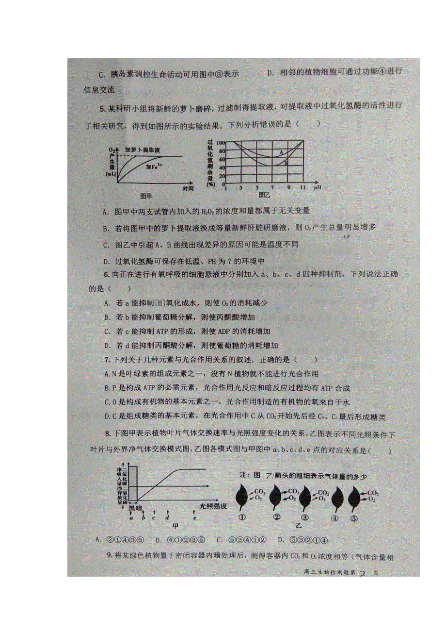 山东省临沂市临沭县第一中学2018届高三10月学情调研测试生物试题 扫描版含答案.doc_第2页