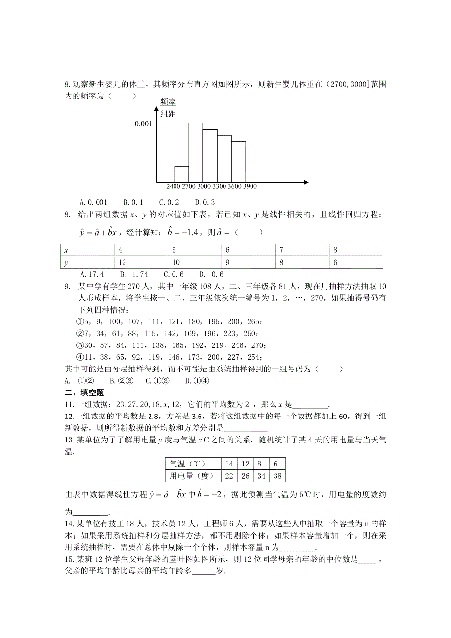 吉林省东北师范大学附属中学2015春数学理科人教A版必修3教案：2.3.4第二章--统计复习小结(2)《理科》.docx_第2页