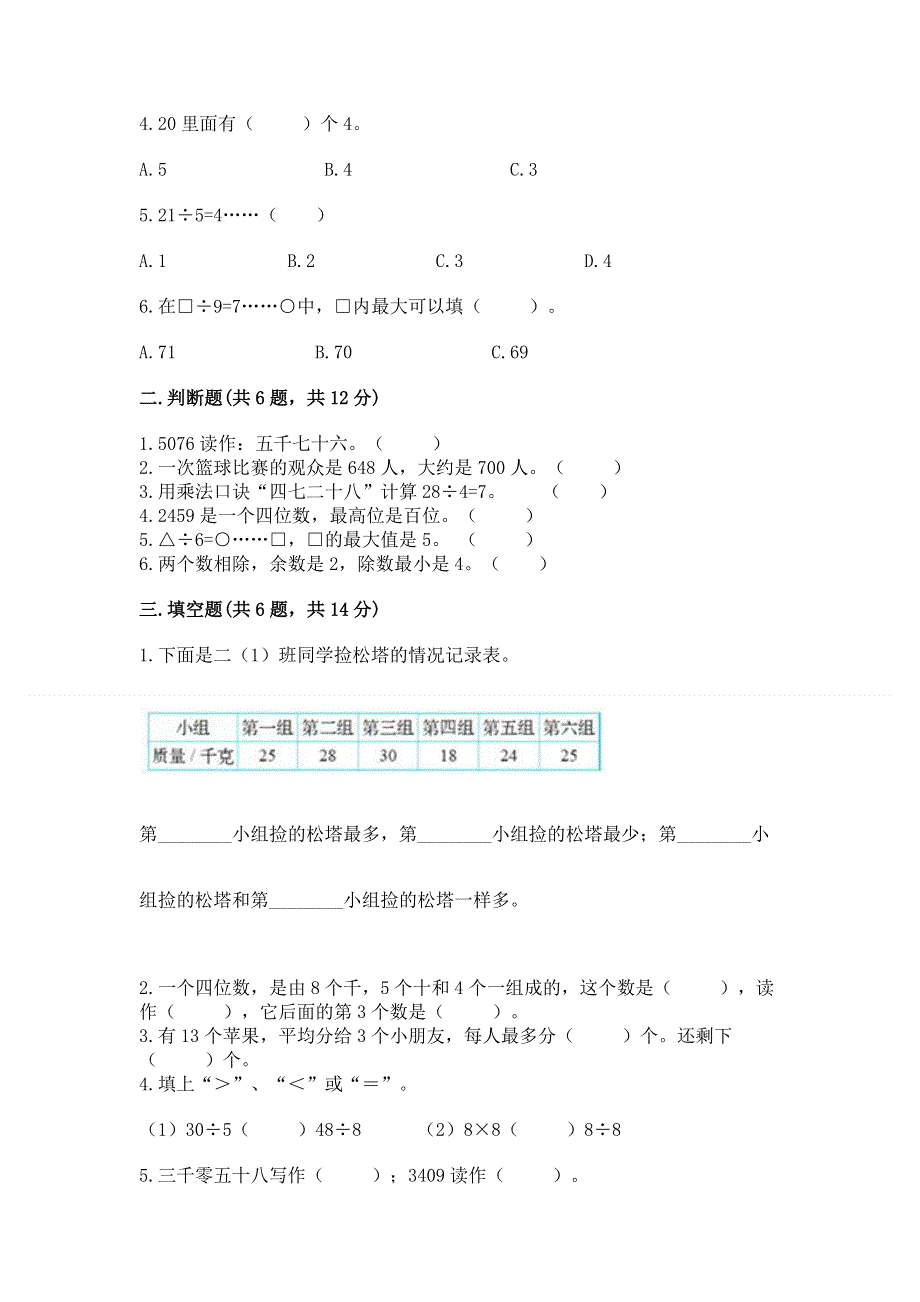 二年级下册数学期末测试卷（网校专用）word版.docx_第2页