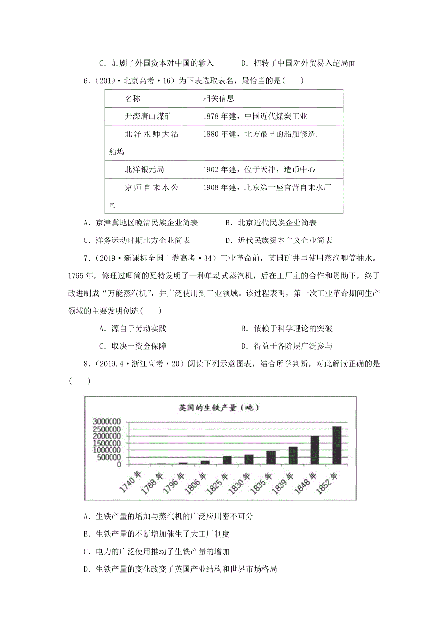 《发布》10工业革命与工厂制度（原卷版）-2022高考历史12个微专题 WORD版.doc_第3页