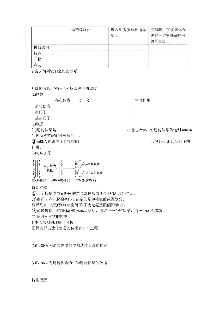 2013届高考生物一轮复习学案：第六单元 基因指导蛋白质的合成及对性状的控制.doc_第3页