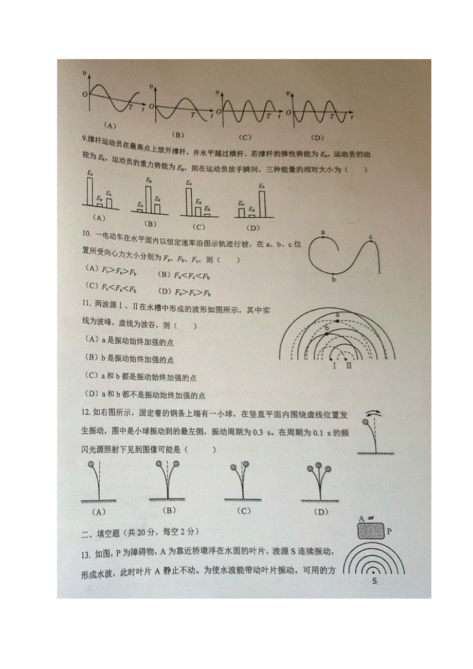 上海市金山中学2020-2021学年高一下学期期中考试物理试题 扫描版含答案.docx_第2页