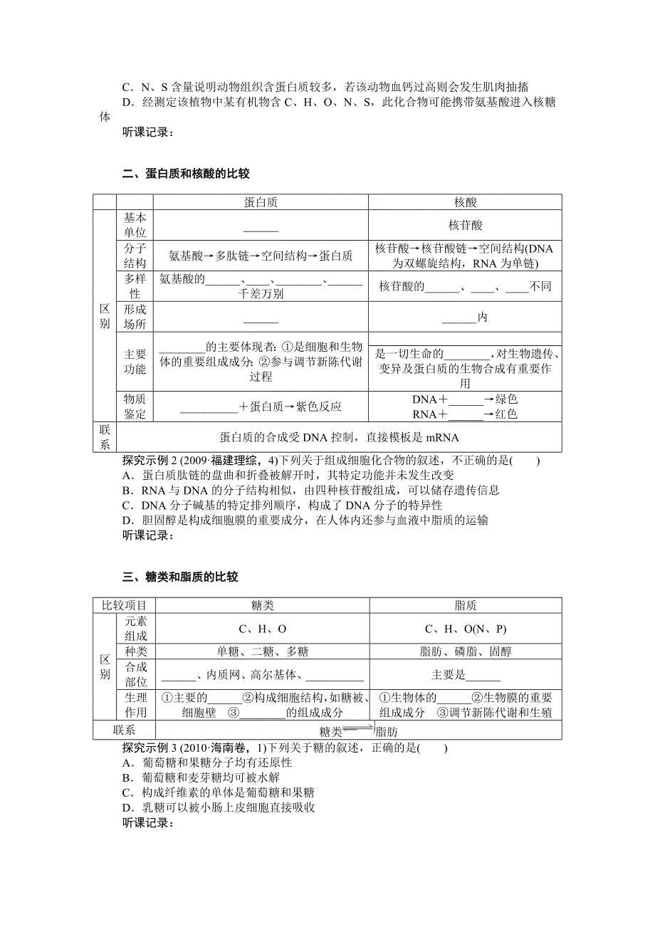 2013届高考生物一轮复习学案9　分子与细胞结构归纳与拓展（人教版）.doc_第2页