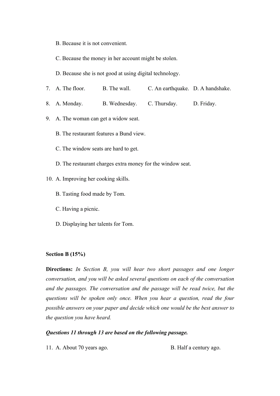 上海市金山区金山中学2021届高三下学期4月调研考试英语试卷 WORD版含答案.docx_第2页