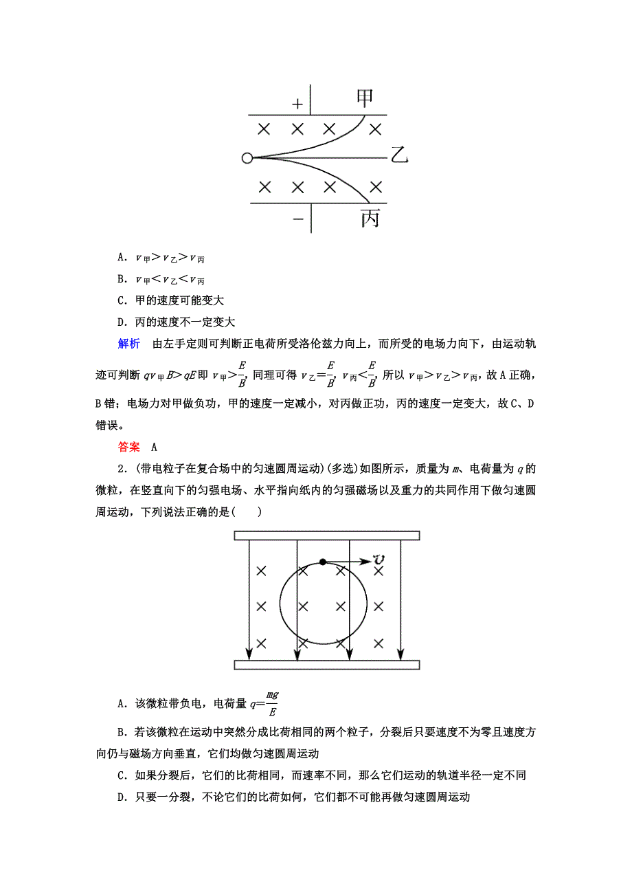 2018年高三物理总复习顶层设计文档：第九章 磁场 第3讲 带电粒子在复合场中的运动 WORD版含答案.doc_第3页