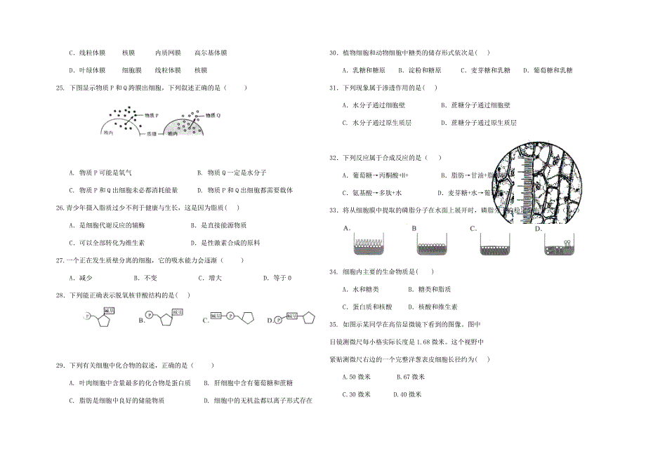 上海市2021-2022学年高一上学期《生命科学》合格考开学模拟检测试题2 WORD版含答案.docx_第3页