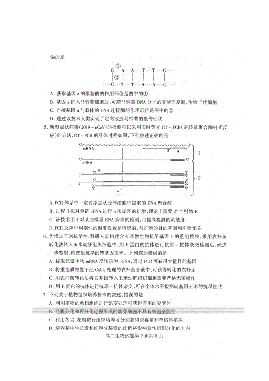 山东省临沂市兰陵县2019-2020学年高二生物下学期期中（5月）试题（扫描版）.doc_第2页