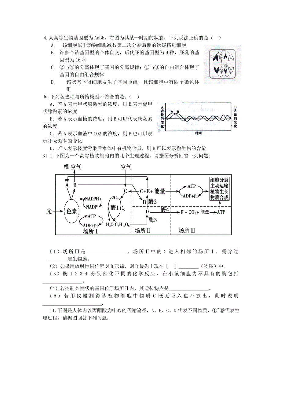 四川省成都市新都一中2012届高三2月月考考试生物试题.doc_第2页