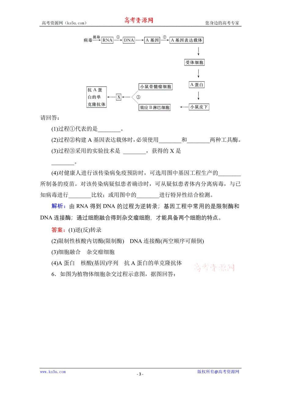 2013届高考生物一轮复习试题：选修3 专题2 细胞工程(克隆技术).doc_第3页