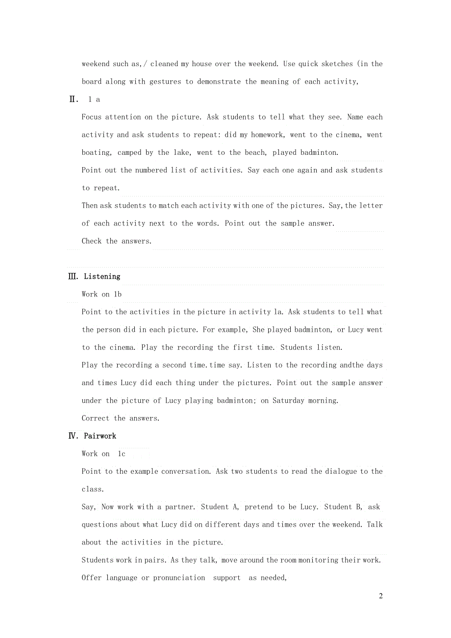 人教七下英语Unit 12 What did you do last weekend Section A (1a-2d)教案.docx_第2页