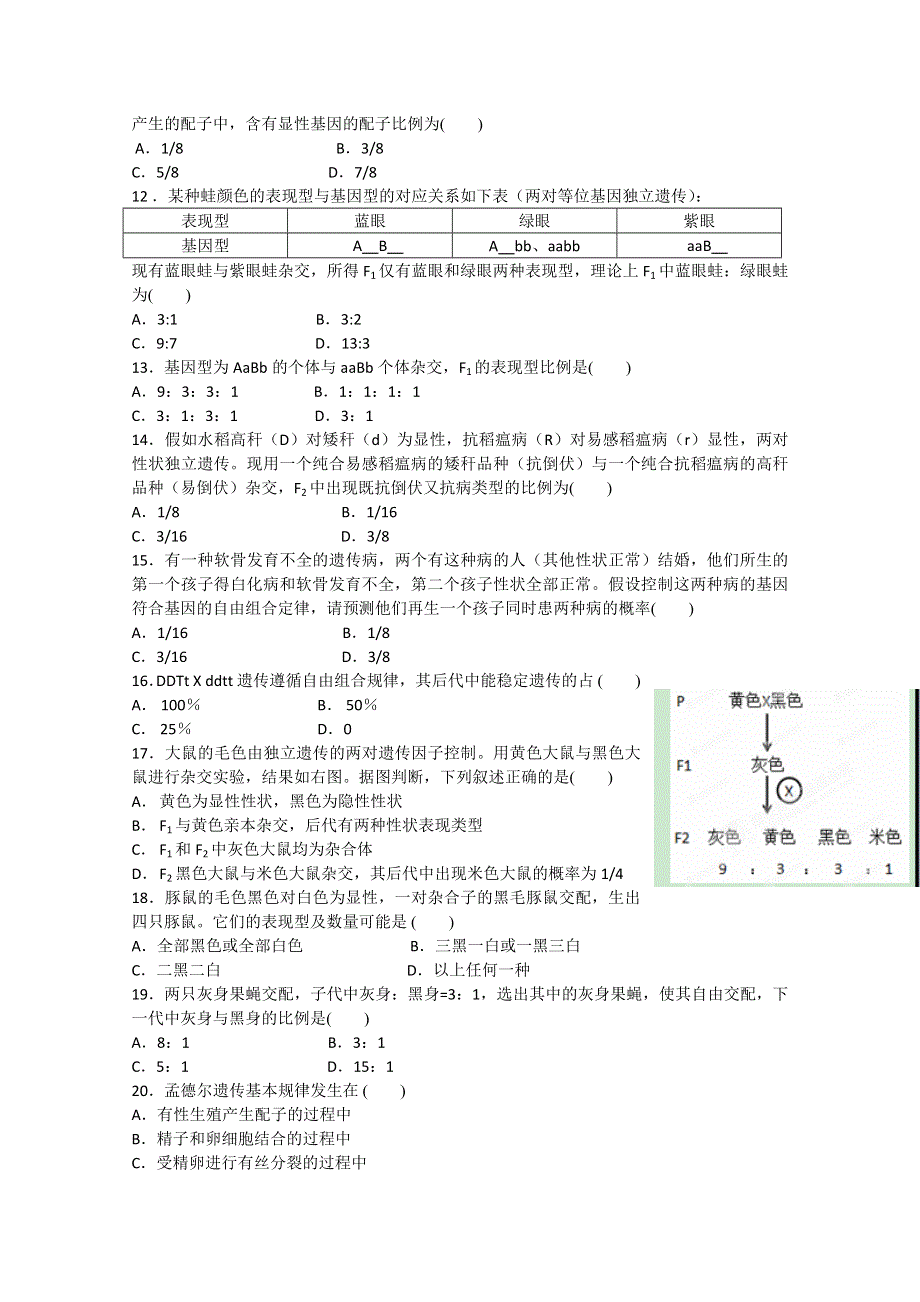 山东省临沂市兰陵县第四中学2015-2016学年高二上学期第一次月考生物试题 WORD版含答案.doc_第2页