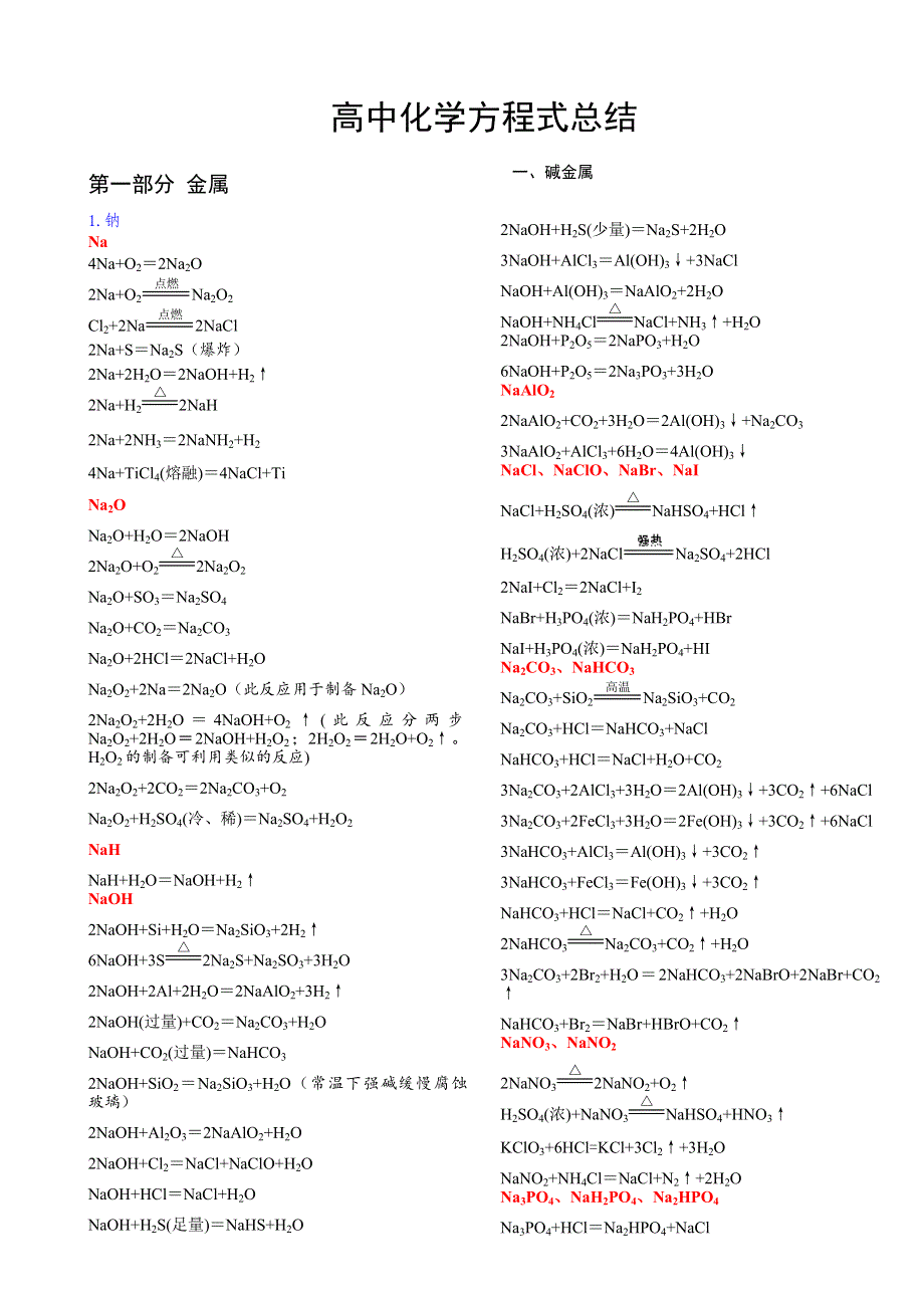 2018年高考化学方程式大全 .doc_第1页